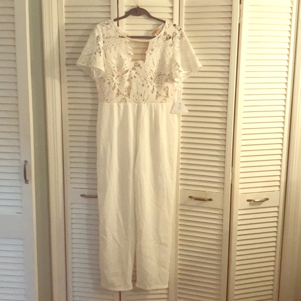 Love Triangle White Lace Jumpsuit NWT